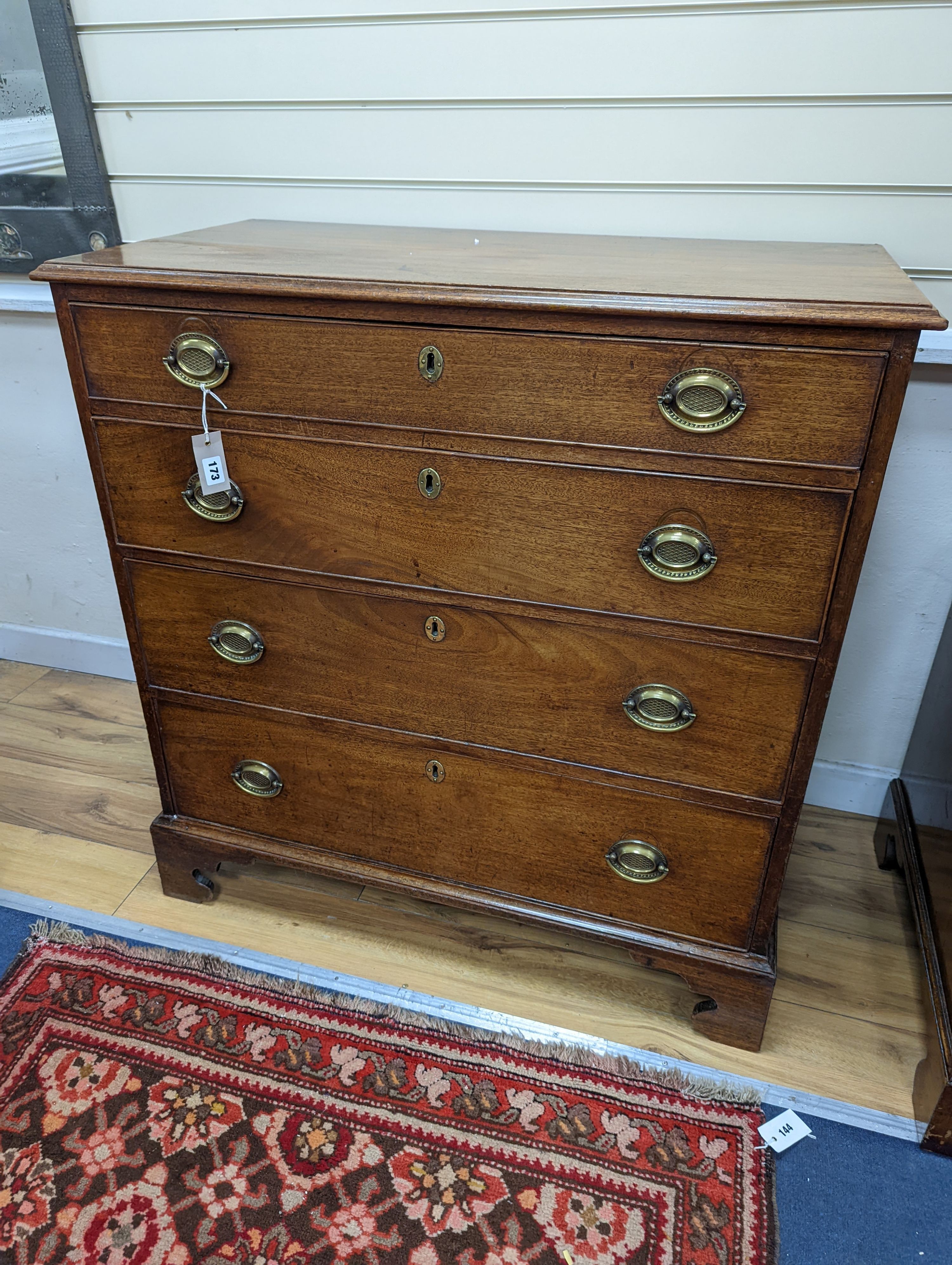 A George III mahogany chest, width 94cm, depth 49cm, height 98cm